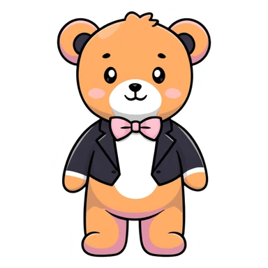 teddy bear with light pink bow tie sticker