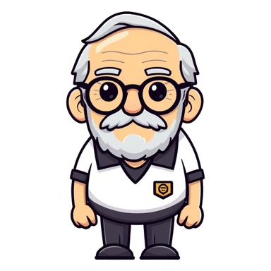 Una Abuelo en caricatura serio con lentes fachero negros,piel normal, diciendo: Yo Ya Estube En Estos Juegos sticker