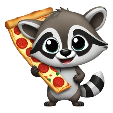 Raccoon holding pizza sticker