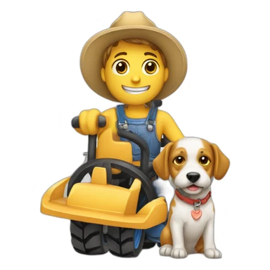 Tracteur avec un chien sticker