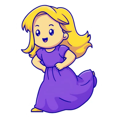 blonde long hair  girl with purple dress, farting  sticker
