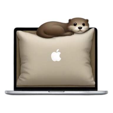 otter using a macbook with its back against a pillow sticker