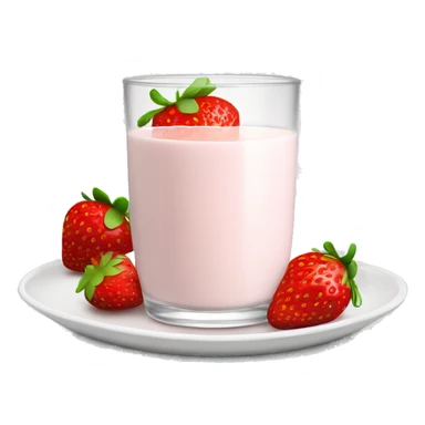 hot strawberry milk in a white glass with a small plate underneath sticker