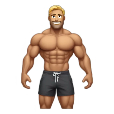 Shredded muscular manly man in swimsuit with 12 pack abs sticker