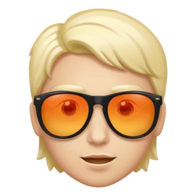Sunglasses sliding down slightly, glowing eyes behind sticker