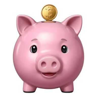 piggy bank with a coin above it sticker