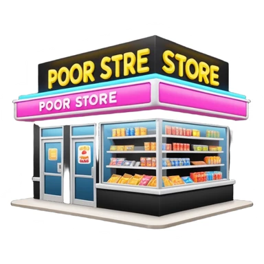 Convenience store named poor store and more sticker