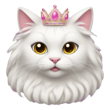 fluffy cat in a princess dress and a pink tiara sticker
