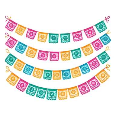 festive one garland of colorful mexican papel picado sticker