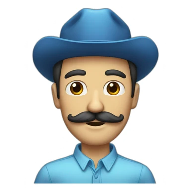 hombre pelo azul y bigotes sticker