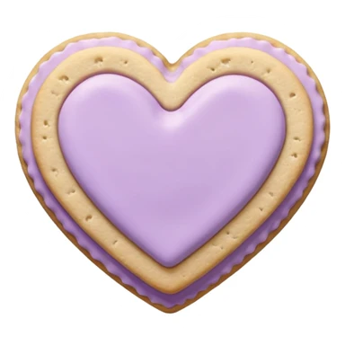 Realistic shortbread cookie in the shape of a heart with pale lilac sticker