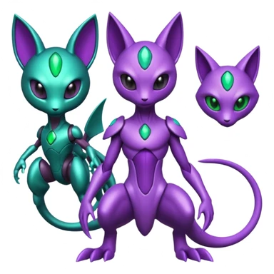 Futuristic armored cyber-Mewtwo-Sableye-Genesect-Deoxys-Espeon-alien-hybrid-fusion sticker