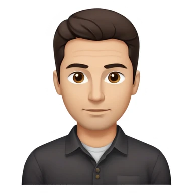 Youthful-looking athletic 40-year-old man with light brown skin, elongated face, defined jawline, attractive features, medium dark eyes, arched eyebrows, straight nose, confident expression, medium wavy dark hair with modern style, wearing a black buttoned-up shirt sticker