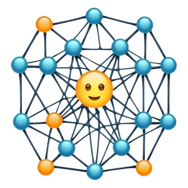 cartoon neural network with glowing nodes and connections sticker