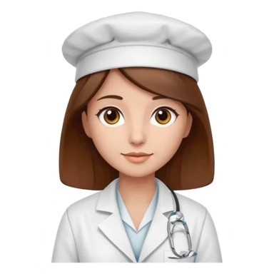 Make a pharmacy girl pretty with brown hat and eyes wearing labcoat sticker