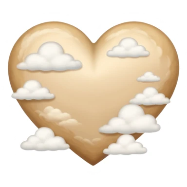 Soft beige heart with clouds underneath it sticker
