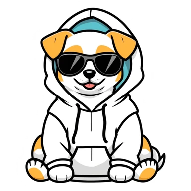 Dog wearing a hoodie and sunglasses  sticker