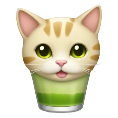 beige kitty drink matcha latee sticker