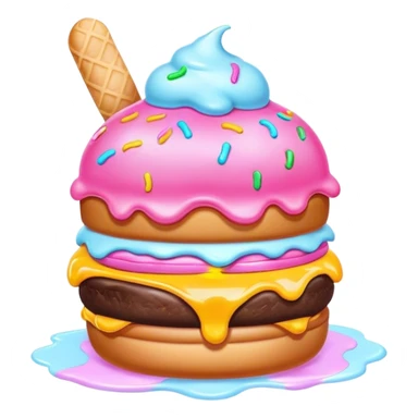 Melted neon kawaii pastel ice cream burger sticker