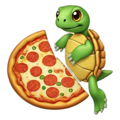Une tortue ninga qui mange une pizza sticker