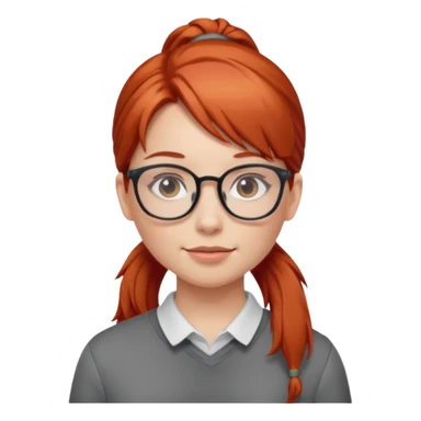 red haired Ponytail Girl with Glasses sticker