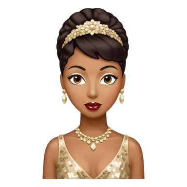 Josephine Baker with dark brown hair, cream sequin outfit sticker