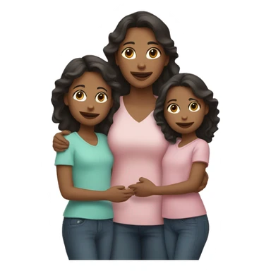 Mom with two daughters  sticker