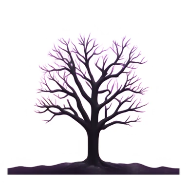 Purple pink dark sky gradient with black no leaves tree in middle sticker