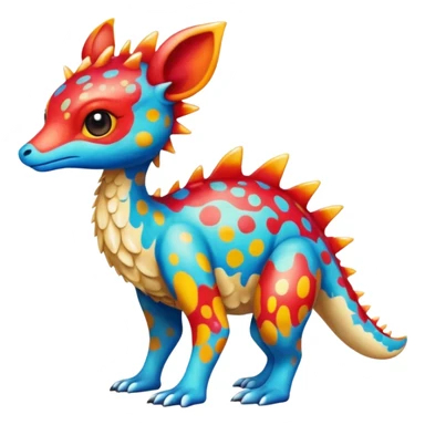 a colorful edgy cute vernid-fionbri-creature with splash patterns full body sticker
