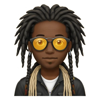 a black african guy with dreadlocks, wearing black shades and aura farming emoji sticker