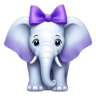 White elephant with blue & purple bow sticker