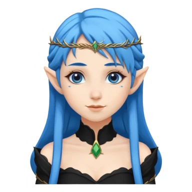 woman elves with blue hair black dress  sticker