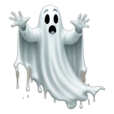 ghost appearing through a wall ejecting a spray of white milky substance forward sticker