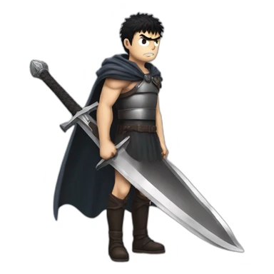 angry berserk guts carrying a huge sword on his shoulder sticker