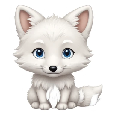 a white baby fox with blue eyes emoji sticker