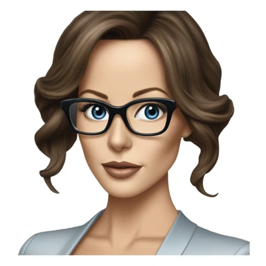 Hyper Realistic photo Kate Beckinsale blue eyes wearing glasses in a business meeting high fashion  sticker