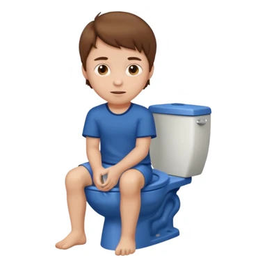 boy with brown hair sitting on toilet  sticker