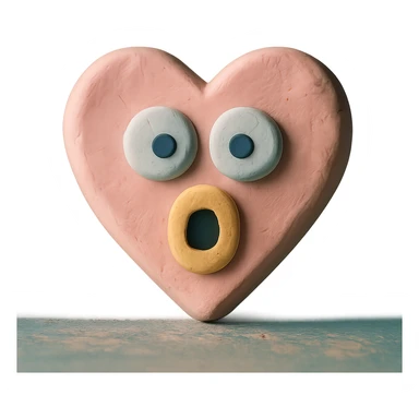 funny children's drawing of a heart with a surprised face, pastel colors sticker