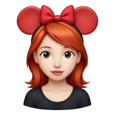 red haired girl with red mickey ears sticker