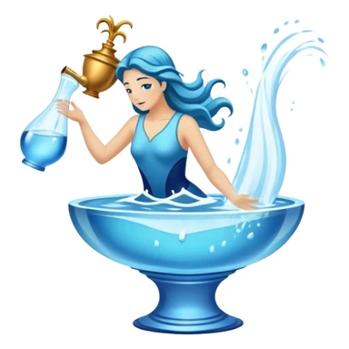 The zodiac symbol Aquarius. A mystical beautiful water bearer, pouring water from a large vase sticker