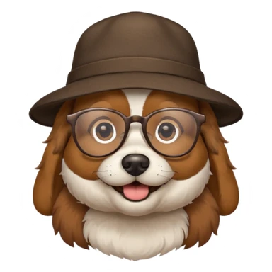 a dog with hat and glasses sticker