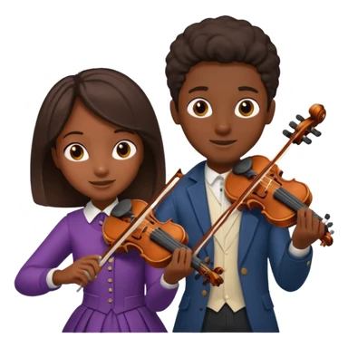 black boy girl playing violin sticker