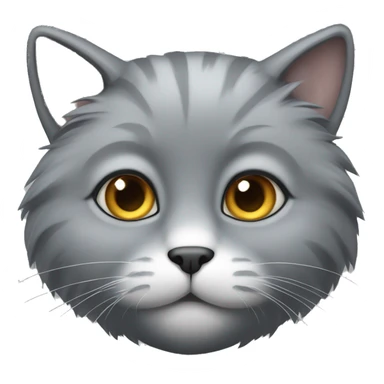 Fluffy grey cat with grey nose and a white spot on the chin sticker