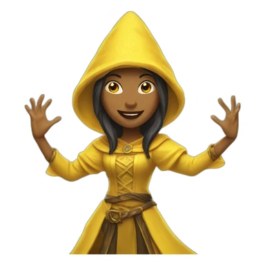 yellow sorceress with hands in the air sticker