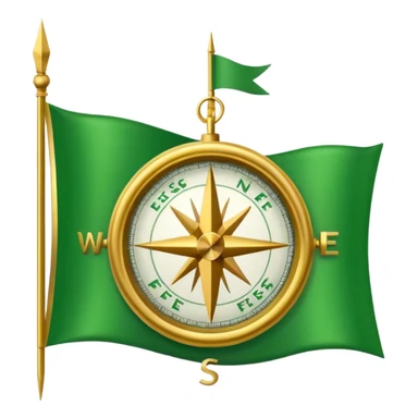 compass with a #5fe089 green color flag behind it sticker