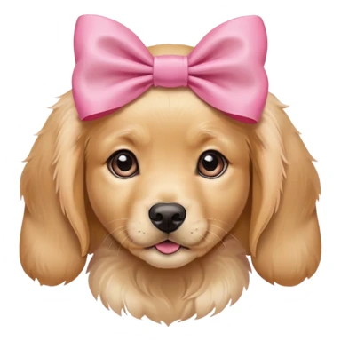 female golden retriever puppy with pink bows above her ears sticker