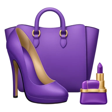 royal purple heels, cosmetics and bag emojis sticker