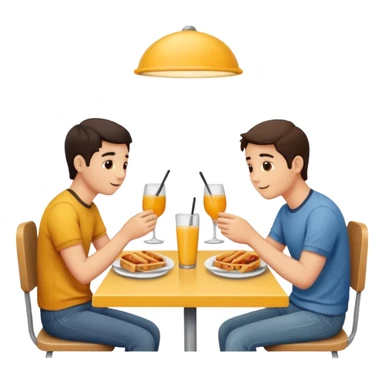 friends having lunch together, face each other sticker