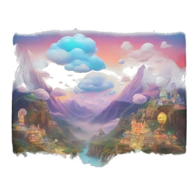 dreamland picture painting holographic in frame  sticker