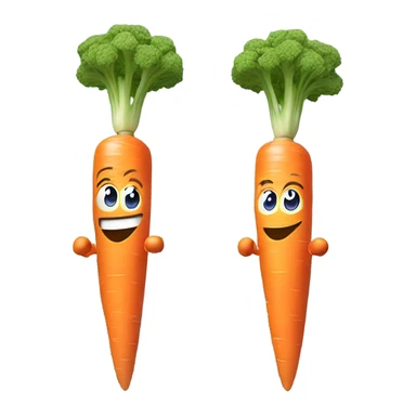 Generate an energetic carrot emoji wearing a sweatband, lifting tiny dumbbells, and looking motivated. sticker